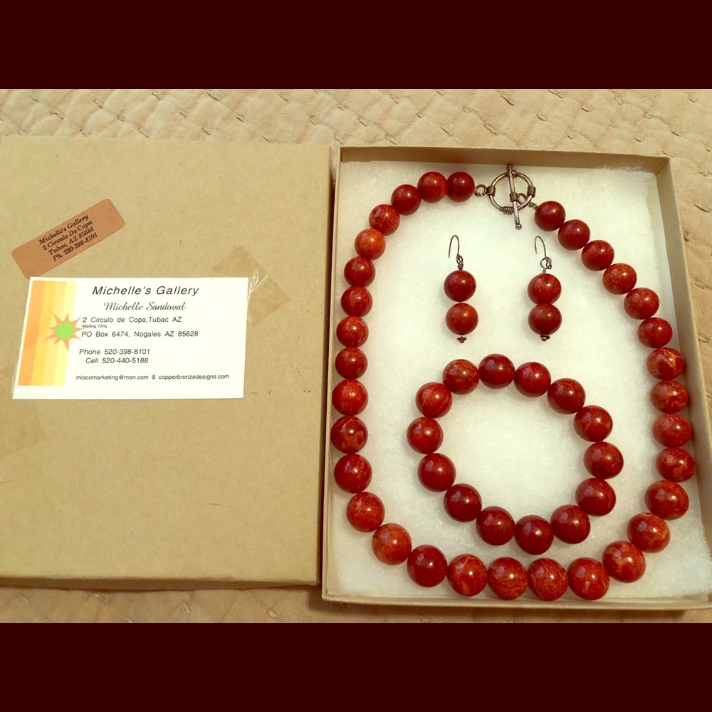 Necklace, bracelet, earrings set